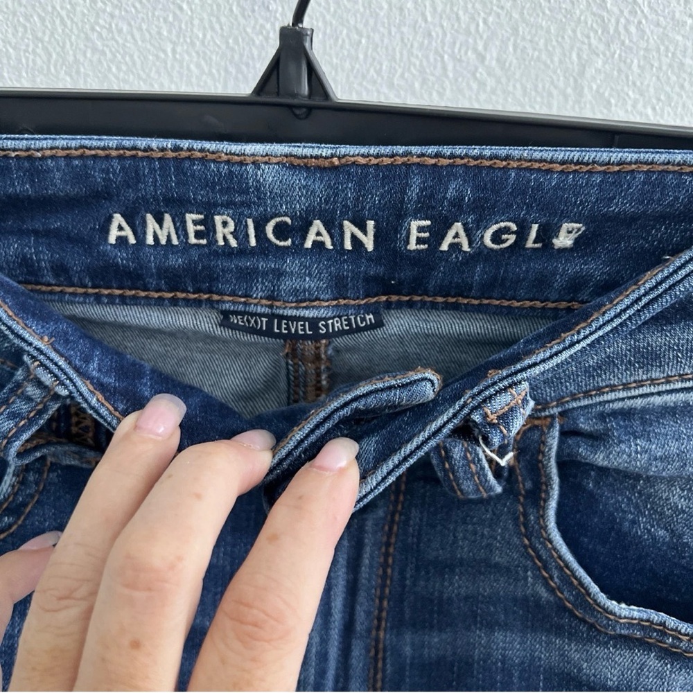 American Eagle Skinny Jeans High-Rise jegging Distressed Blue size 4 short - Picture 6 of 11